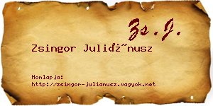 Zsingor Juliánusz névjegykártya